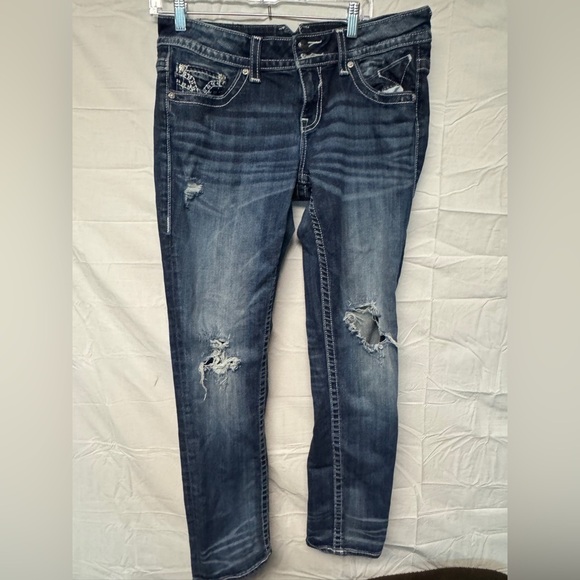 Vigoss The Chelsea Boyfriend Women’s Size 11/12 Distressed Denim Blue Jean - Picture 1 of 6